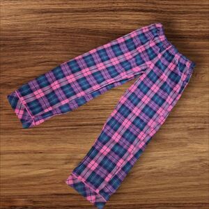 Victoria's Secret Pink and Blue Plaid Vintage Flannel Pajama Bottoms